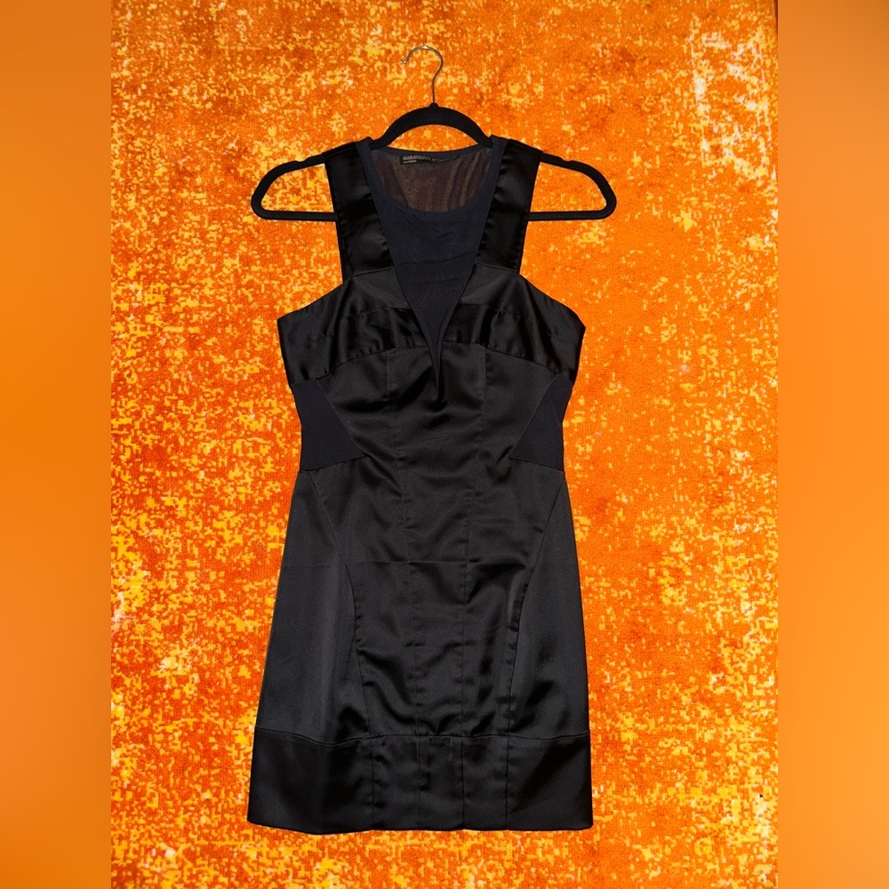 AllSaints Satin and Mesh Cutout Mini Dress